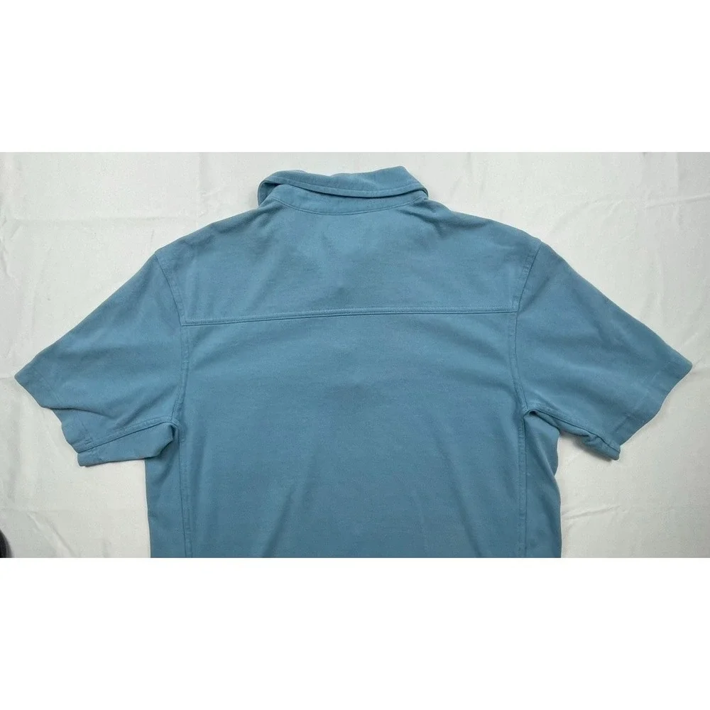 DULUTH TRADING CO TRIM FIT POLO SHIRT MENS M BLUE COOLMAX COTTON BLEND POCKET SH